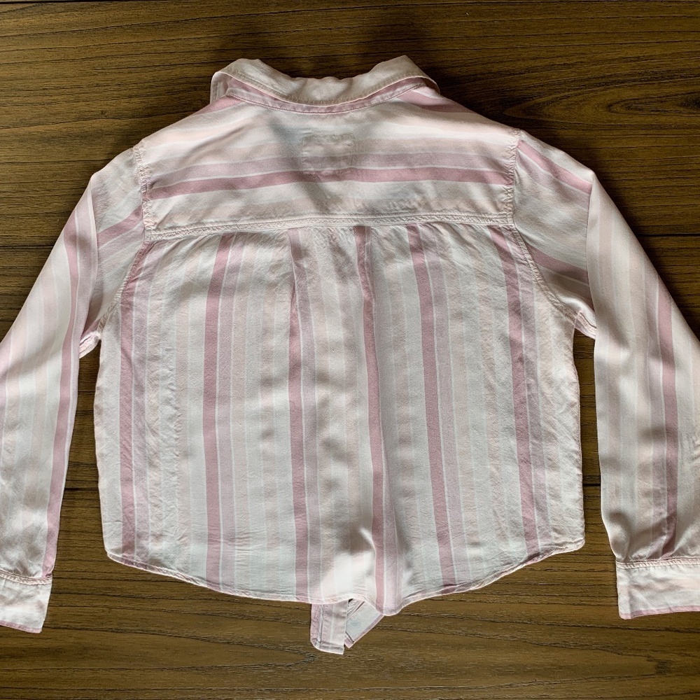 Rails Pink Tie Front Rose Stripe Button Down Top - image 4